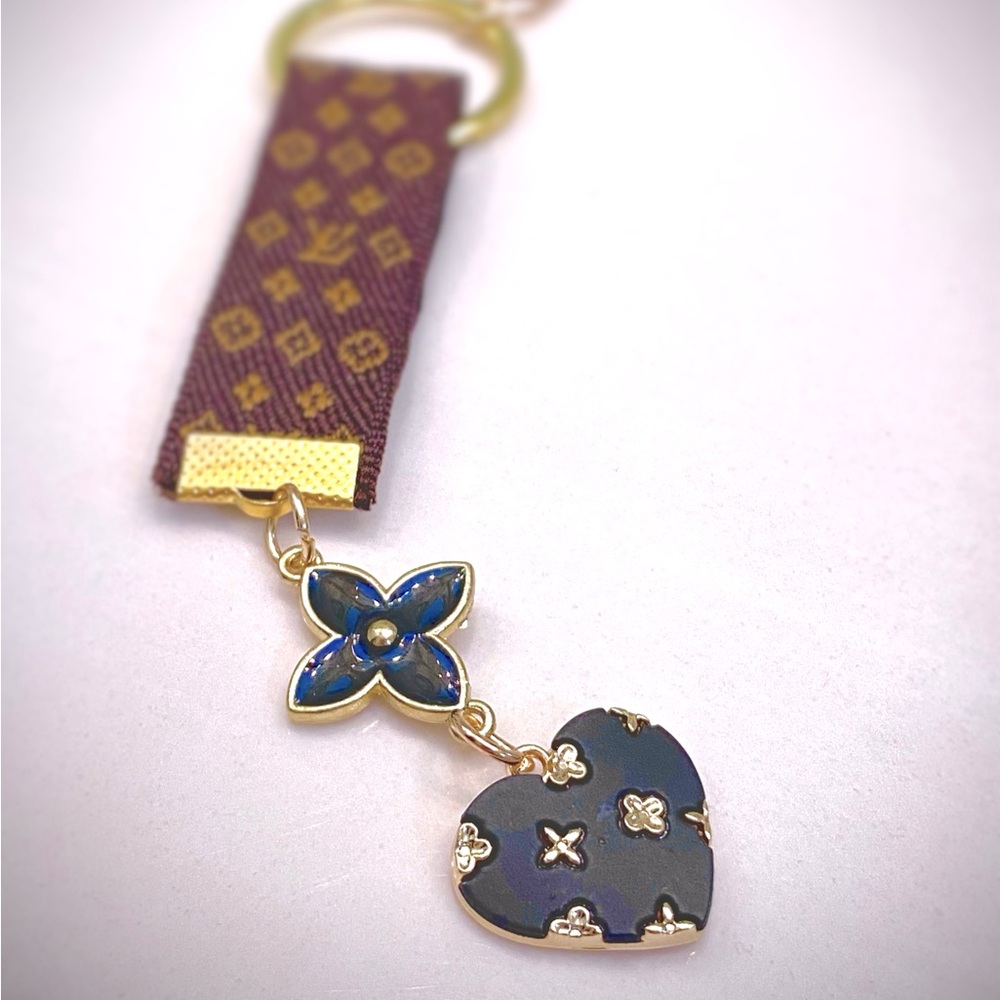 Luxury LV UpCycled Heart Logo Purse Charm Keychain